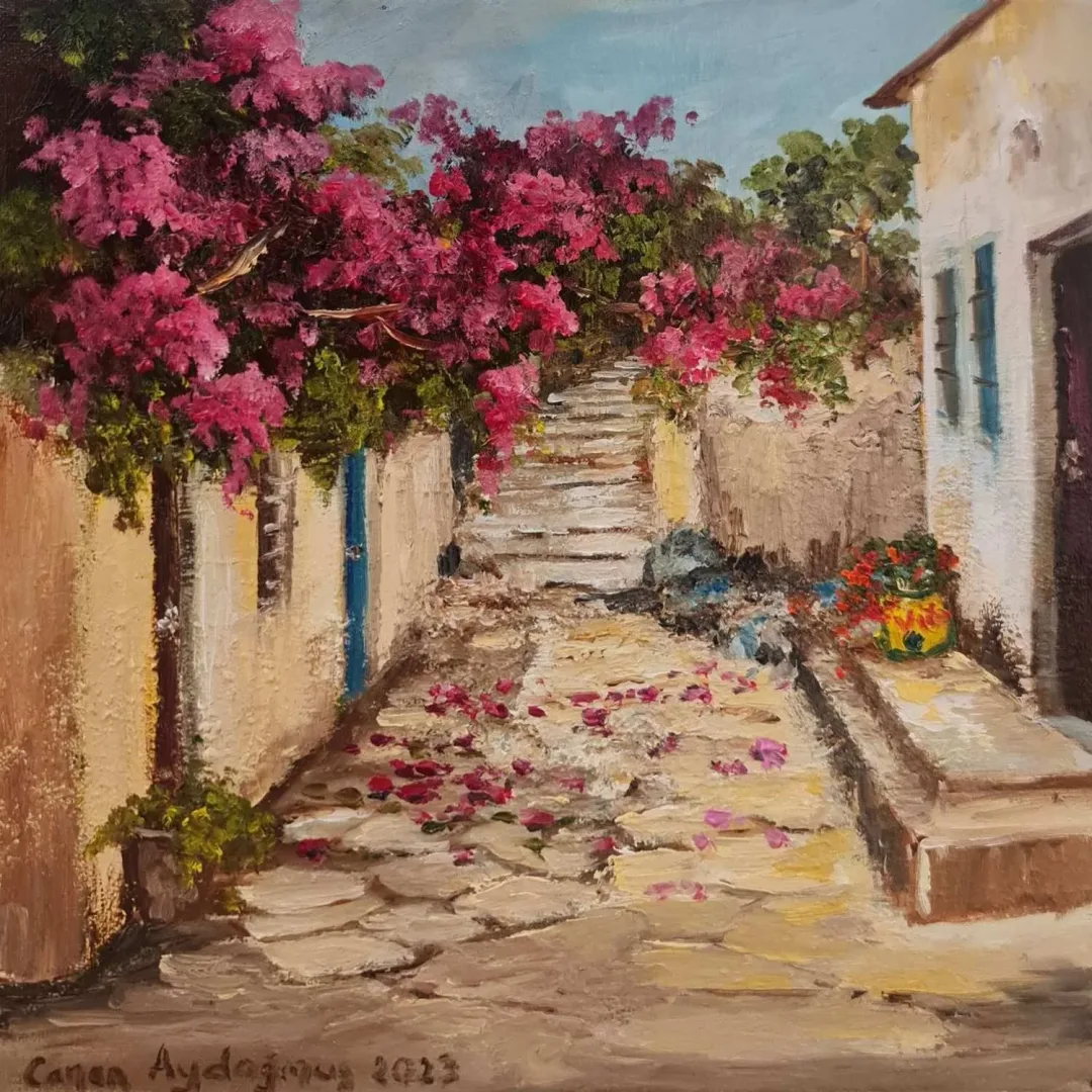 Bu eser CANAN AYDOĞMUŞ tarafından 2023 yılında 25x25 cm ölçülerinde Tuval üzeri yağlı boya tekniği ile yapılmıştır.