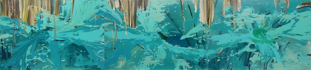 YILDIZ DOYRAN — “İsimsiz”, 2021 "İsimsiz" eseri YILDIZ DOYRAN tarafından 2021 yılında 170x750 cm ölçülerinde Tuval üzeri yağlı boya tekniği ile yapılmıştır.