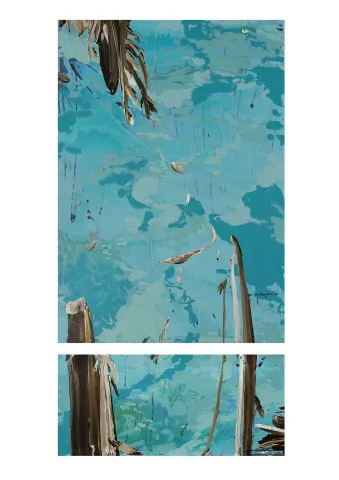 YILDIZ DOYRAN — “İsimsiz (diptik)”, 2021 "İsimsiz (diptik)" eseri YILDIZ DOYRAN tarafından 2021 yılında 110x80-40x80 cm ölçülerinde Tuval üzeri akrilik boya tekniği ile yapılmıştır.