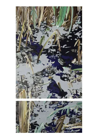 YILDIZ DOYRAN — “İsimsiz (diptik)”, 2021 "İsimsiz (diptik)" eseri YILDIZ DOYRAN tarafından 2021 yılında 110x80-40x80 cm ölçülerinde Tuval üzeri akrilik boya tekniği ile yapılmıştır.