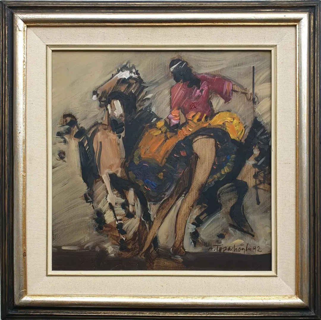 yakınlaştır "İsimsiz" eseri AKDOĞAN TOPAÇLIOĞLU tarafından 1992 yılında 35x35 cm ölçülerinde Kağıt üzeri yağlı boya tekniği ile yapılmıştır.