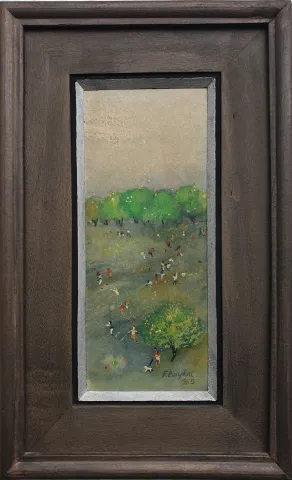 FAHRETTİN BAYKAL — “Untitled”, 1985 "İsimsiz" eseri FAHRETTİN BAYKAL tarafından 1985 yılında 20x9 cm ölçülerinde Kağıt üzeri yağlı boya tekniği ile yapılmıştır.