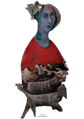 FATMA KARA — “İsimsiz”, 2023 "İsimsiz" eseri FATMA KARA tarafından 2023 yılında 63x30 cm ölçülerinde Kurşun Döküm Üzeri Yağlı Boya tekniği ile yapılmıştır.