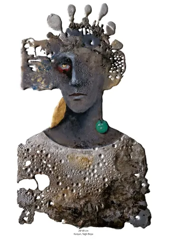 FATMA KARA — “İsimsiz”, 2023 "İsimsiz" eseri FATMA KARA tarafından 2023 yılında 49x28 cm ölçülerinde Kurşun Döküm Üzeri Yağlı Boya tekniği ile yapılmıştır.