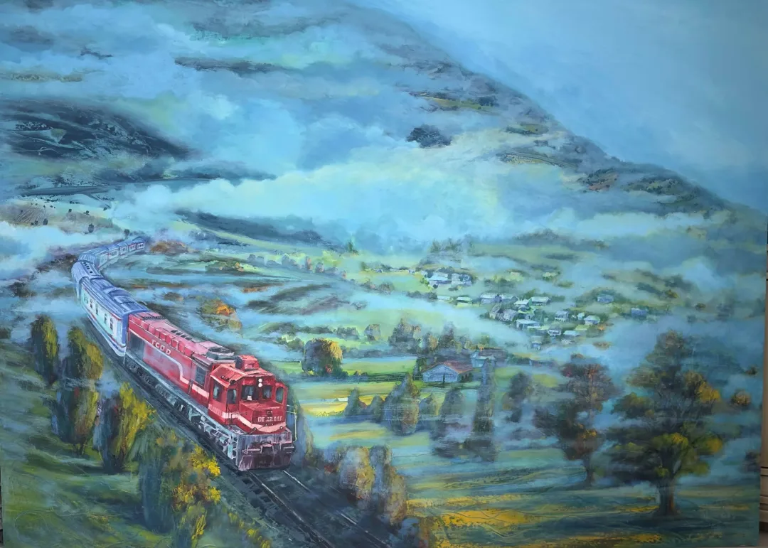 "Tren Serisi" eseri TOLGA BOZTOPRAK tarafından 2024 yılında 150x200 cm ölçülerinde Tuval üzeri akrilik boya tekniği ile yapılmıştır.