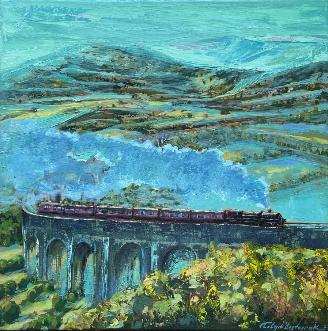 yakınlaştır "Tren Serisi" eseri TOLGA BOZTOPRAK tarafından 2024 yılında 50x50 cm ölçülerinde Tuval üzeri akrilik boya tekniği ile yapılmıştır.
