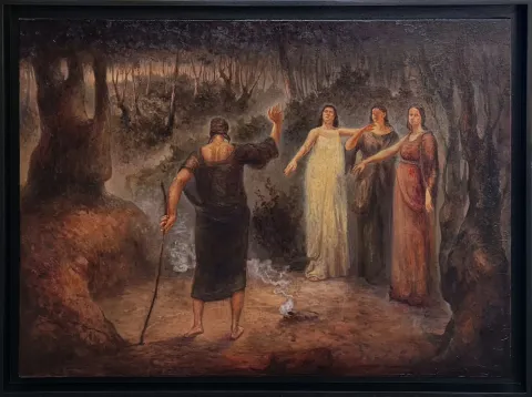 "Karar" eseri HASAN BAYKUŞ tarafından 2024 yılında 80x110  cm ölçülerinde Tuval üzeri yağlı boya tekniği ile yapılmıştır.