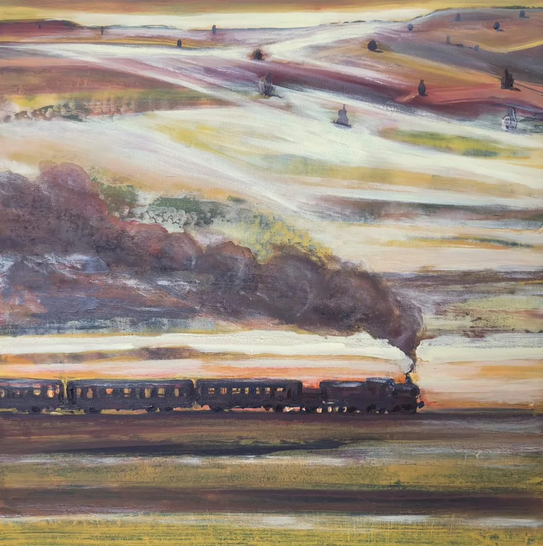 yakınlaştır "Tren Serisi" eseri TOLGA BOZTOPRAK tarafından 2023 yılında 60x60 cm ölçülerinde Tuval üzeri akrilik boya tekniği ile yapılmıştır.