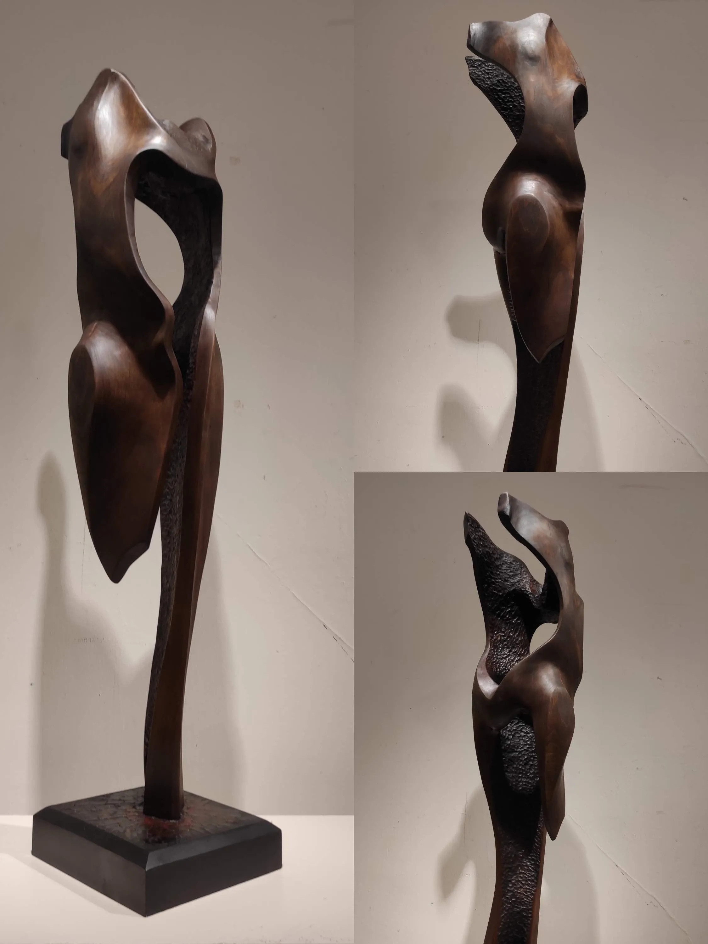 "İsimsiz" eseri AZİMET KARAMAN tarafından 2024 yılında 124x30x31 cm ölçülerinde Ceviz Ahşap Yontu tekniği ile yapılmıştır.