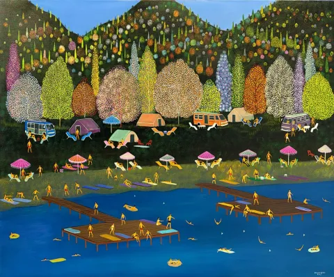 BAYRAM GÜMÜŞ — “Pazar Yeri-II”, 2023 "Pazar Yeri-II" eseri BAYRAM GÜMÜŞ tarafından 2023 yılında 60x80 cm ölçülerinde Tuval üzeri yağlı boya tekniği ile yapılmıştır.