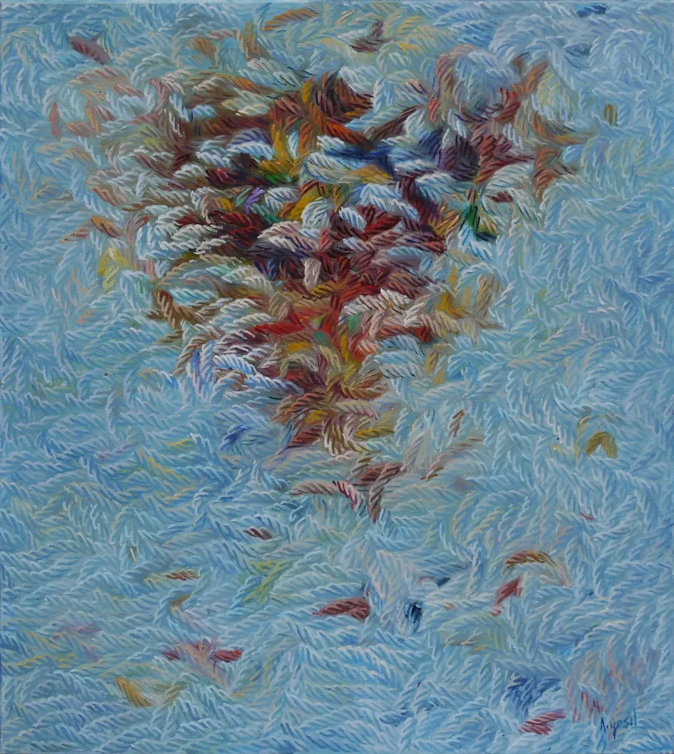 yakınlaştır "iz(imgeler)" eseri AHMET YEŞİL tarafından 2023 yılında 75x65 cm ölçülerinde Tuval üzeri yağlı boya tekniği ile yapılmıştır.