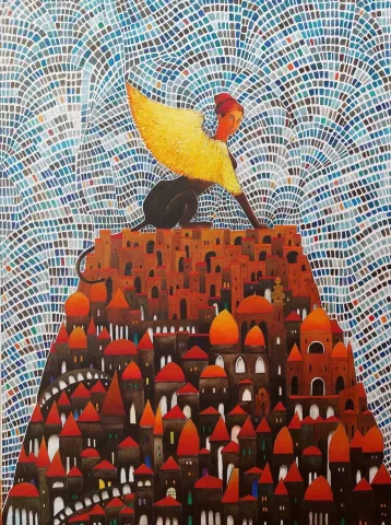 "Enigma" eseri BİNNUR YÜCEBAŞ RUOCCO tarafından 2024 yılında 80x60 cm ölçülerinde Tuval üzeri yağlı boya tekniği ile yapılmıştır.