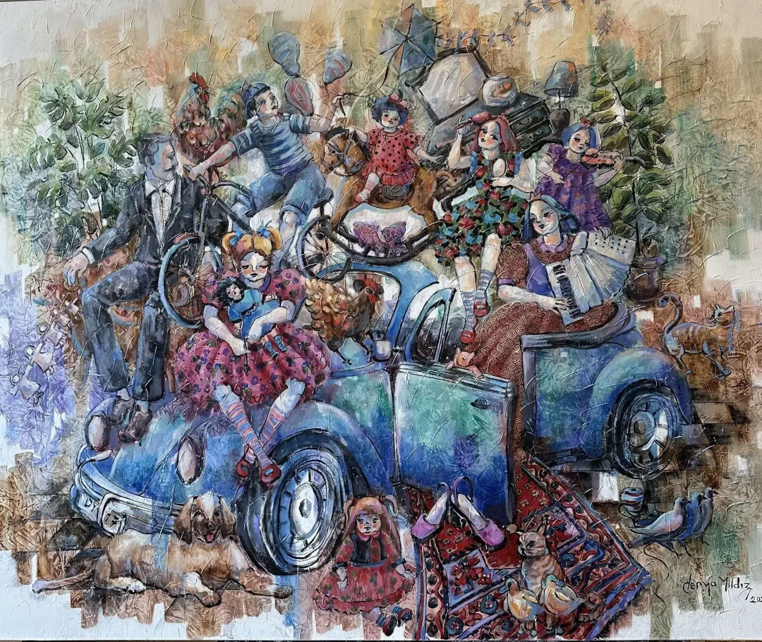 yakınlaştır "Aile" eseri DERYA YILDIZ tarafından 2024 yılında 100x120 cm ölçülerinde Tuval üzeri yağlı boya tekniği ile yapılmıştır.