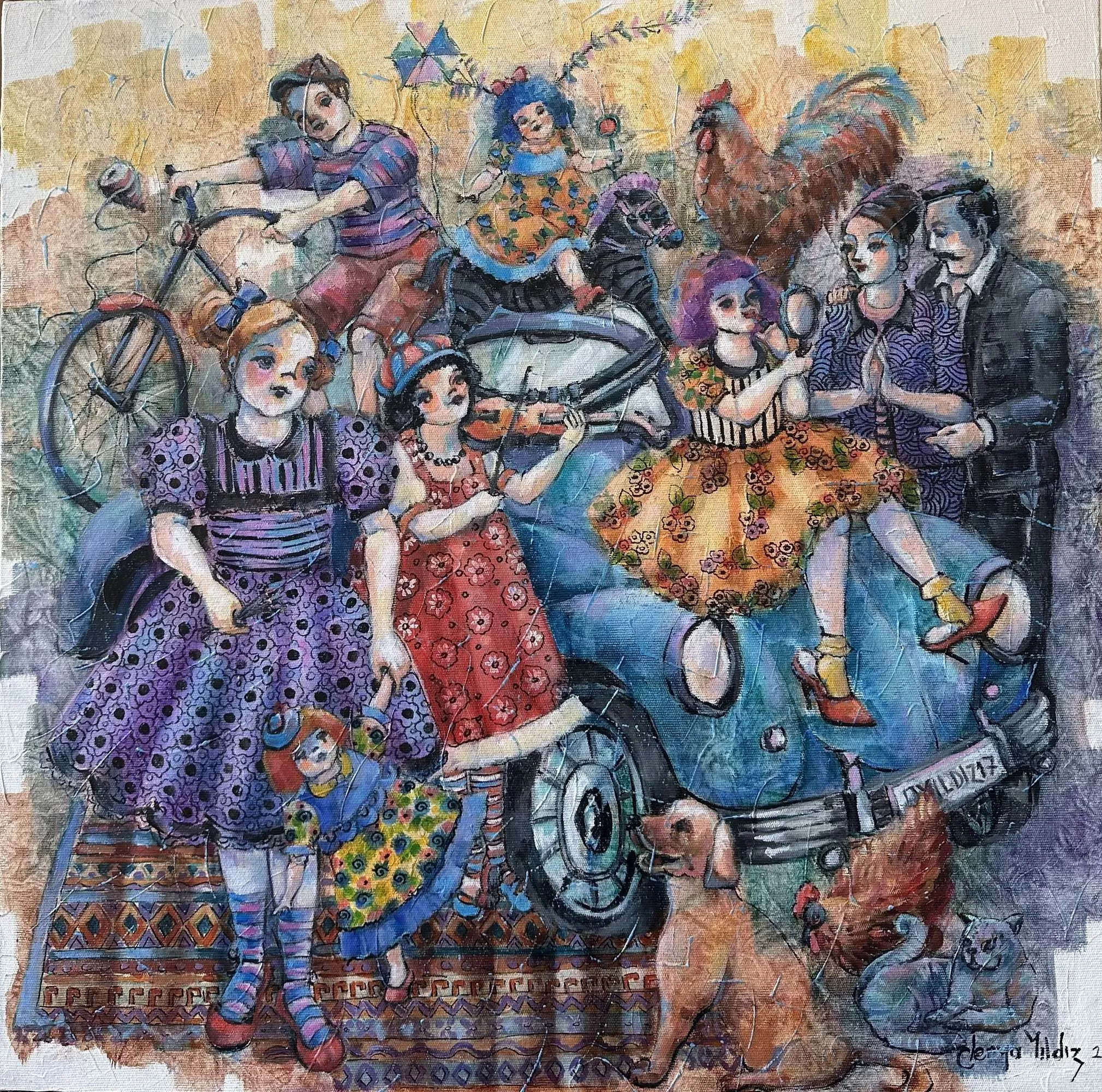 "Anne ve Baba" eseri DERYA YILDIZ tarafından 2024 yılında 60x60 cm ölçülerinde Tuval üzeri yağlı boya tekniği ile yapılmıştır.