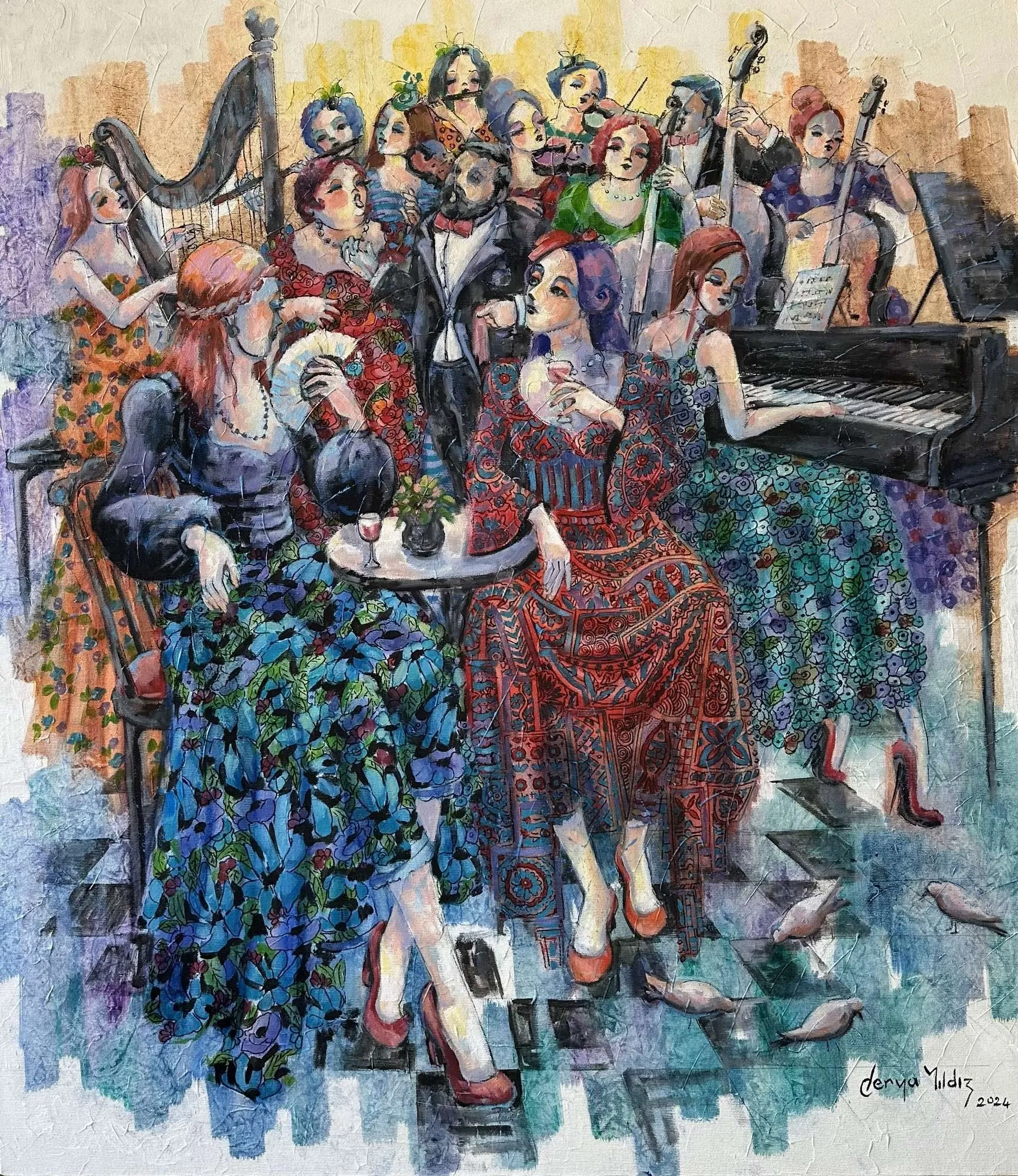 "Opera, Şişman Kadın" eseri DERYA YILDIZ tarafından 2024 yılında 90x80 cm ölçülerinde Tuval üzeri yağlı boya tekniği ile yapılmıştır.