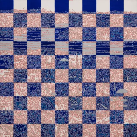 "Kare - İstanbul" eseri DEVRİM ERBİL tarafından 2015 yılında 150x150 cm ölçülerinde Tuval üzeri yağlı boya tekniği ile yapılmıştır.