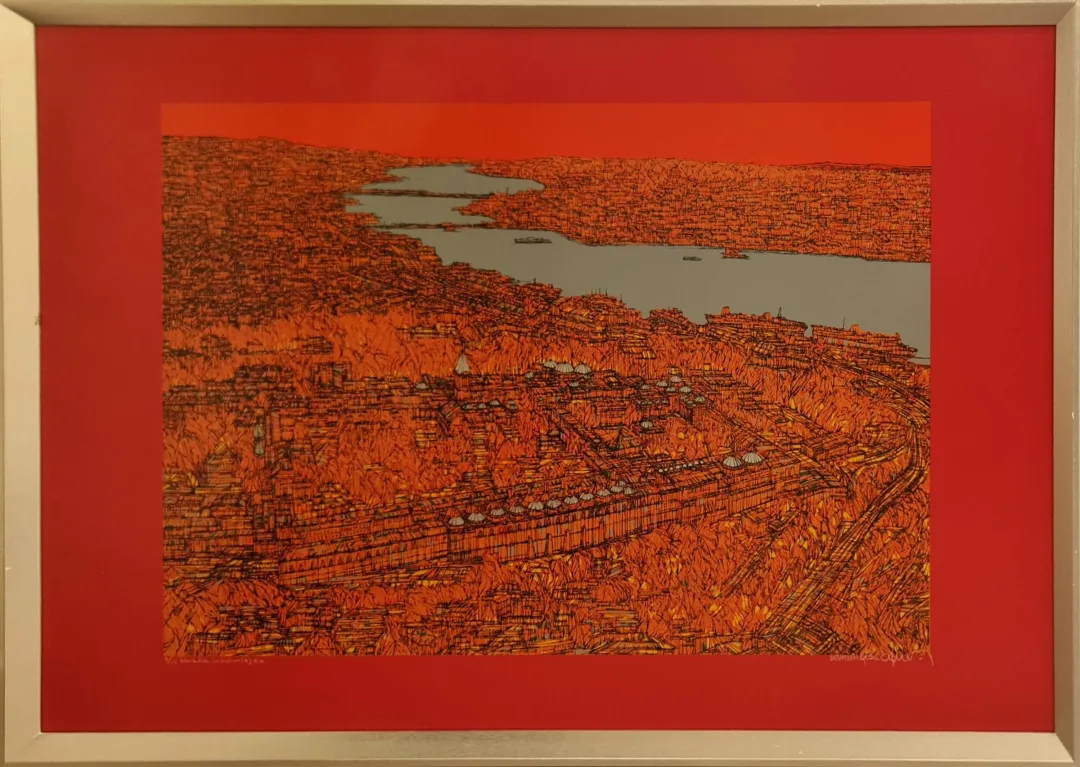 yakınlaştır "İstanbul'da sonbahar" eseri DEVRİM ERBİL tarafından 2020 yılında 70x100 cm ölçülerinde Serigrafi 8/25 tekniği ile yapılmıştır.