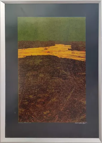 "İstanbul şiiri" eseri DEVRİM ERBİL tarafından 2016 yılında 100x70 cm ölçülerinde Serigrafi EA tekniği ile yapılmıştır.