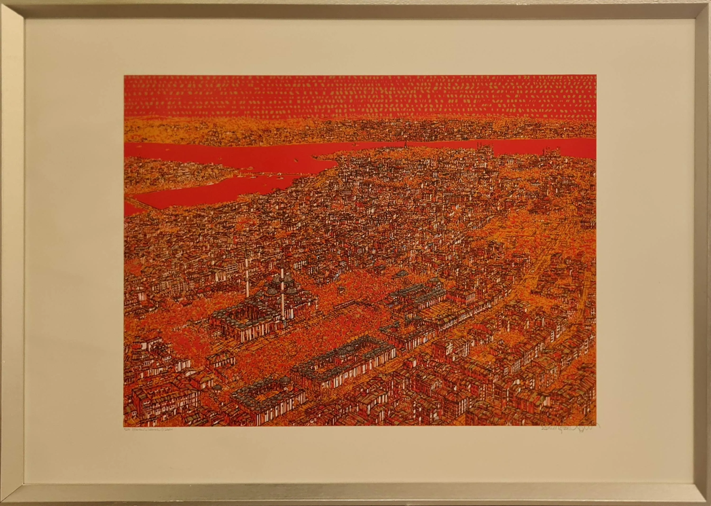"İstanbul'u izlemek" eseri DEVRİM ERBİL tarafından 2021 yılında 70x100 cm ölçülerinde Serigrafi 1/29 tekniği ile yapılmıştır.