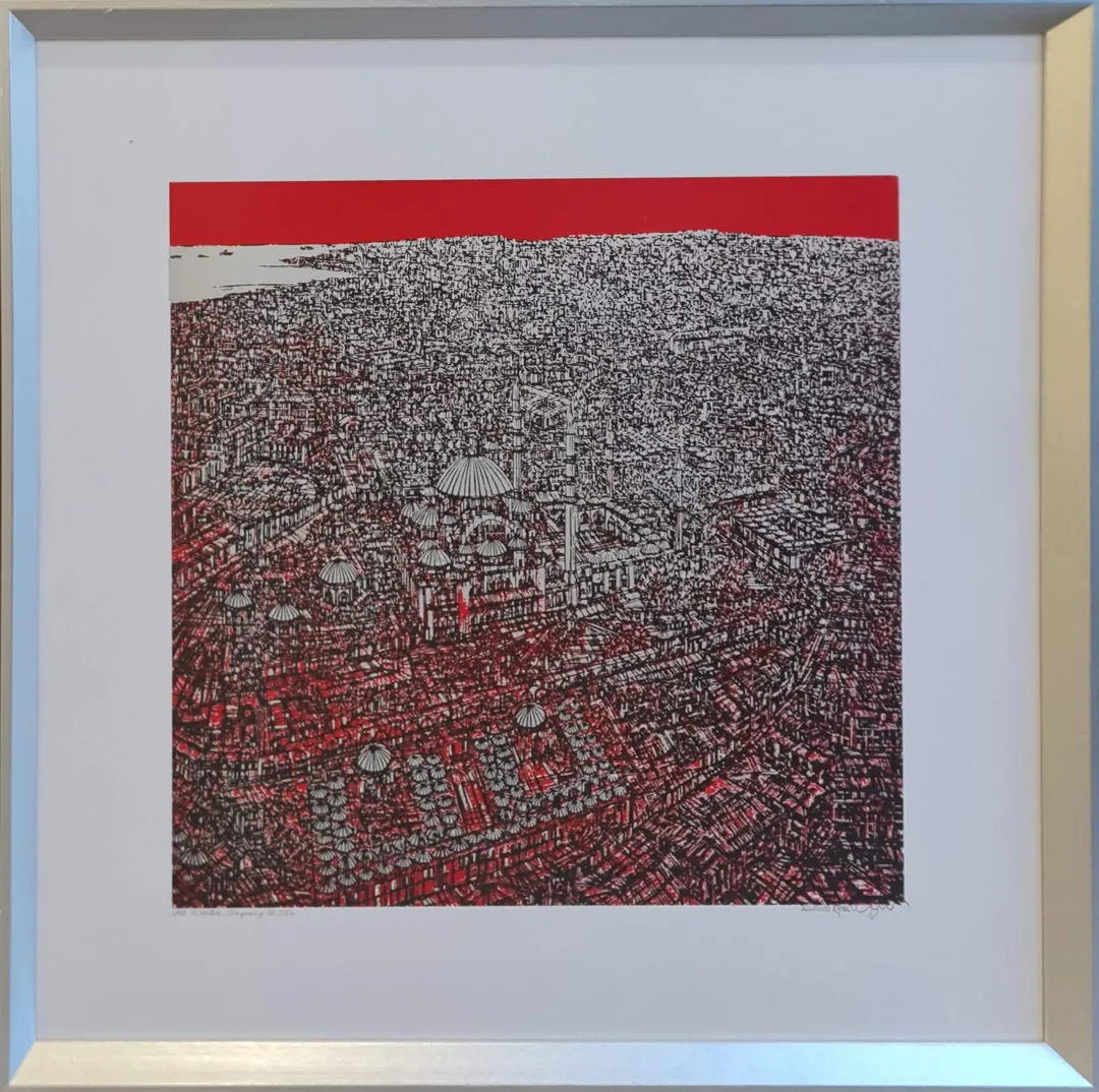 yakınlaştır "İstanbul Süleymaniye" eseri DEVRİM ERBİL tarafından 2014 yılında 70x70 cm ölçülerinde Serigrafi 4/50 tekniği ile yapılmıştır.