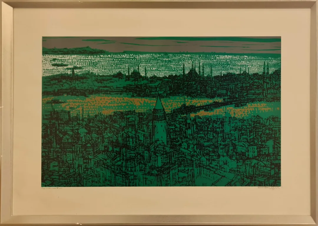 yakınlaştır "İstanbul Galata III" eseri DEVRİM ERBİL tarafından 2013 yılında 70x100 cm ölçülerinde Serigrafi 130/287 tekniği ile yapılmıştır.