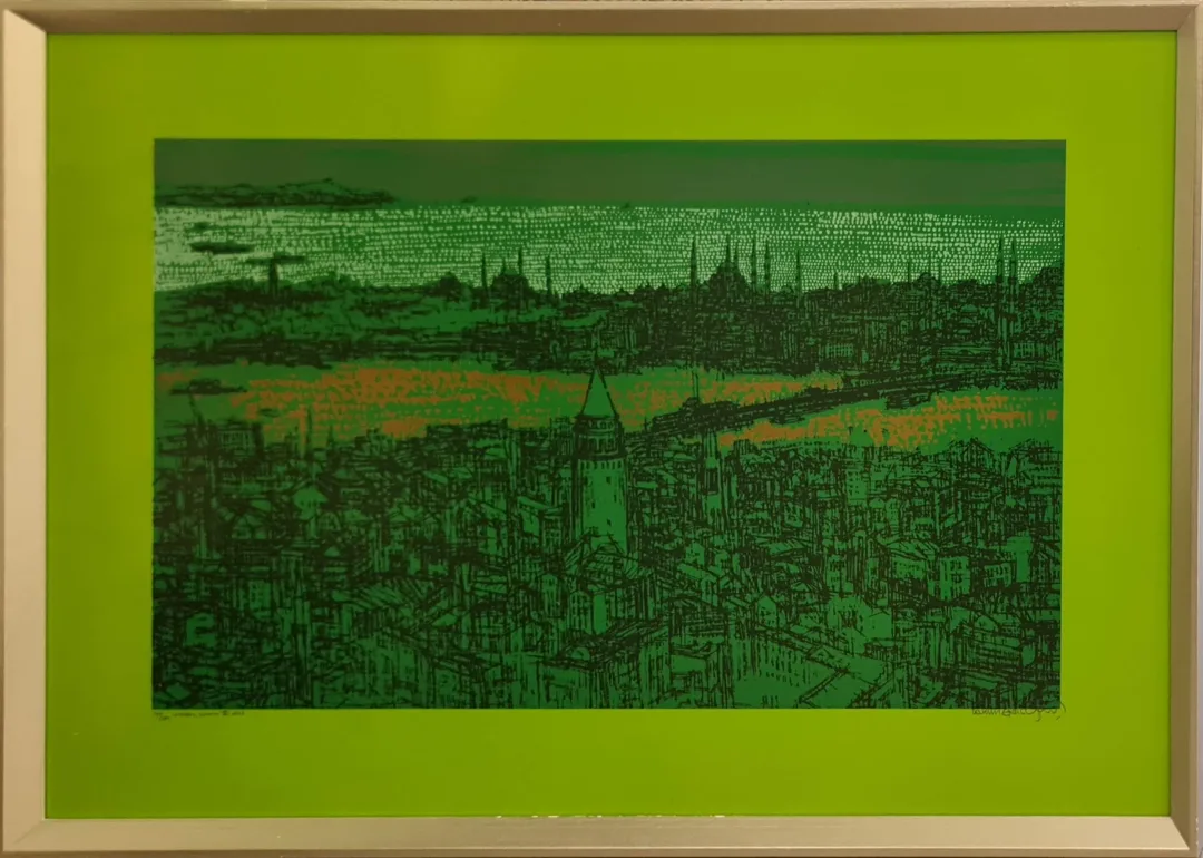 yakınlaştır "İstanbul Galata III" eseri DEVRİM ERBİL tarafından 2013 yılında 70x100 cm ölçülerinde Serigrafi 160/287 tekniği ile yapılmıştır.