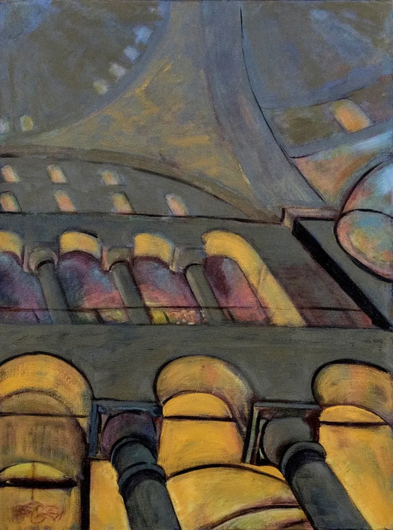 yakınlaştır "Ayasofya Interior" eseri EROL EVGİN tarafından 2006 yılında 150x120 cm ölçülerinde Tuval üzeri yağlı boya tekniği ile yapılmıştır.