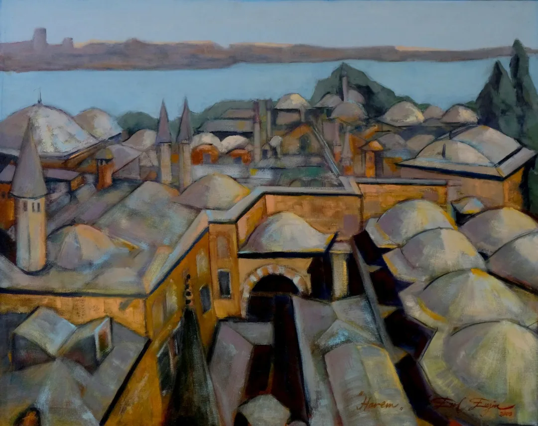 yakınlaştır "Harem" eseri EROL EVGİN tarafından 2003 yılında 80x100 cm ölçülerinde Tuval üzeri yağlı boya tekniği ile yapılmıştır.