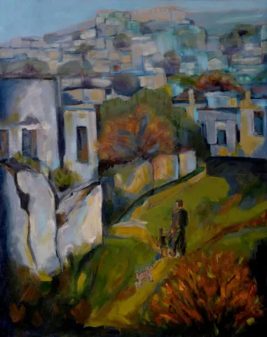EROL EVGİN — “Kayaköy”, 2023 "Kayaköy" eseri EROL EVGİN tarafından 2023 yılında 80x100 cm ölçülerinde Tuval üzeri yağlı boya tekniği ile yapılmıştır.