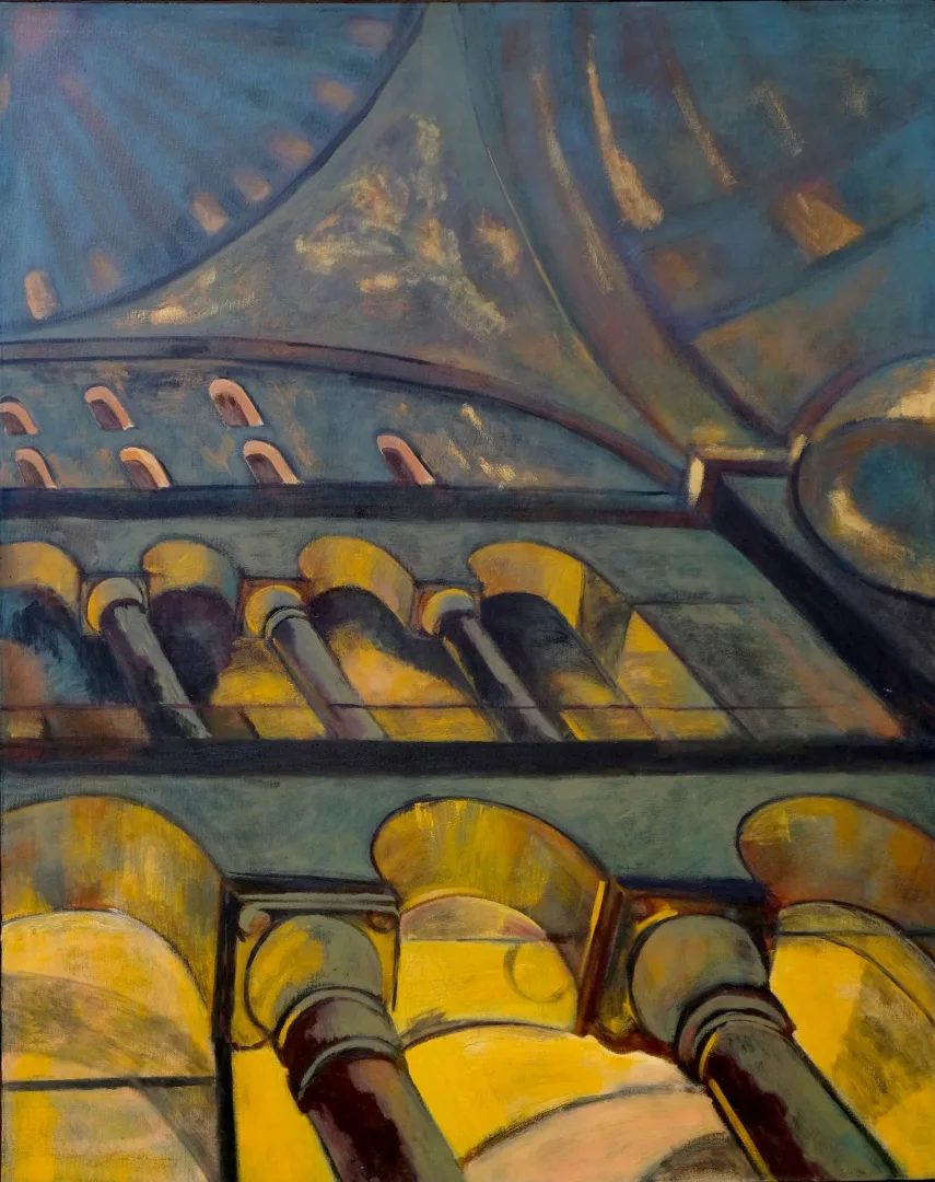 yakınlaştır "Ayasofya İç Mekan 1" eseri EROL EVGİN tarafından 80x60 cm ölçülerinde Tuval üzeri yağlı boya tekniği ile yapılmıştır.