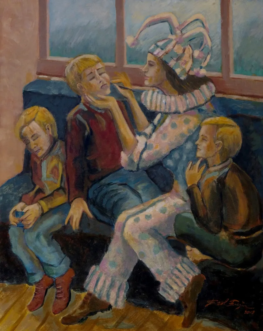 yakınlaştır "Torunlar" eseri EROL EVGİN tarafından 2018 yılında 120x75 cm ölçülerinde Tuval üzeri yağlı boya tekniği ile yapılmıştır.