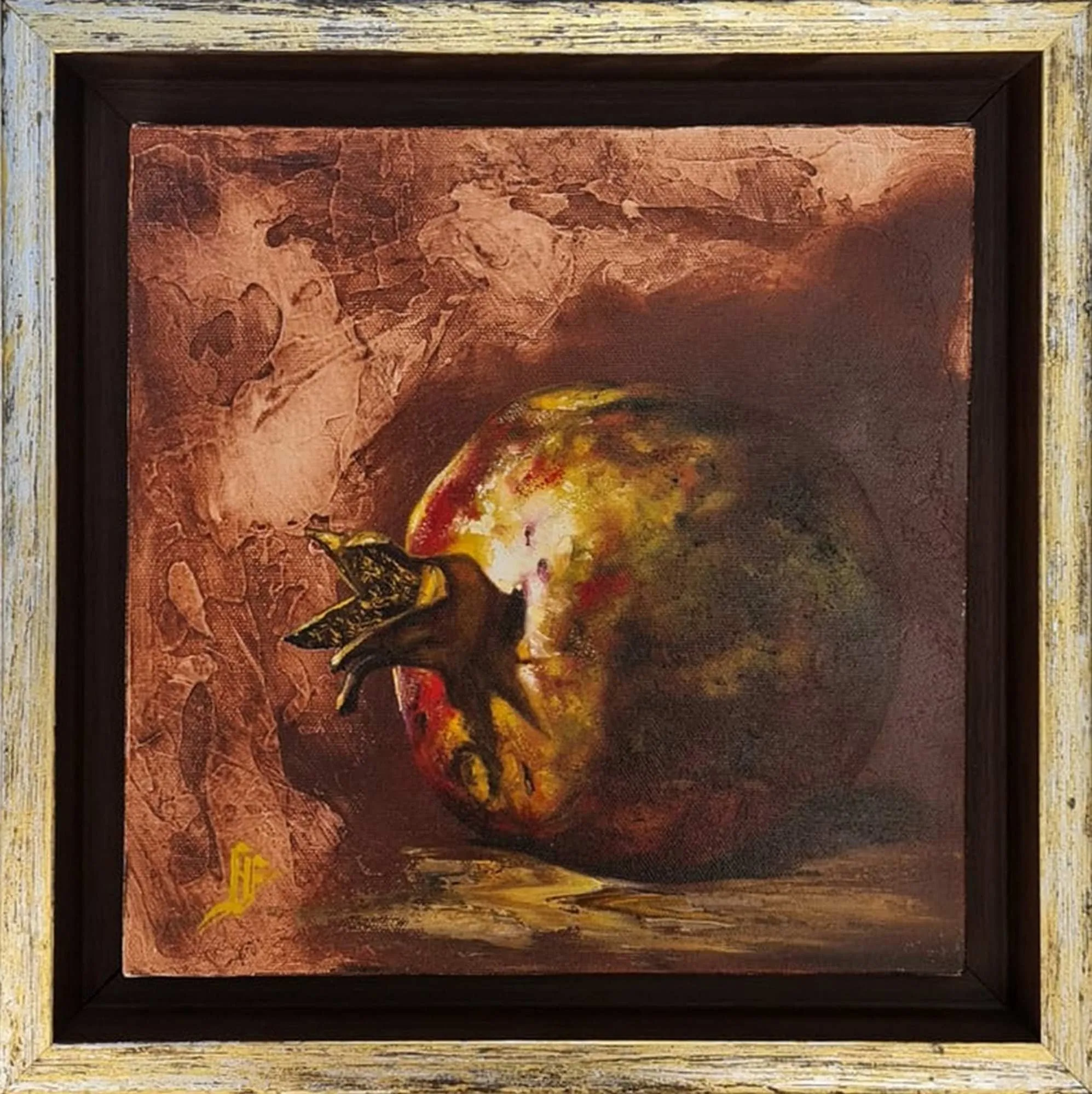 "Narlı Natürmort" eseri HÜSEYİN FEYZULLAH tarafından 2017 yılında 25x25 cm ölçülerinde Tuval üzeri yağlı boya tekniği ile yapılmıştır.