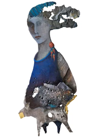 FATMA KARA — “Tavanannalar / Hittite Queens”, 2023 "Tavanannalar / Hittite Queens" eseri FATMA KARA tarafından 2023 yılında 24x22x14 cm ölçülerinde Kurşun Döküm Üzeri Yağlı Boya tekniği ile yapılmıştır.