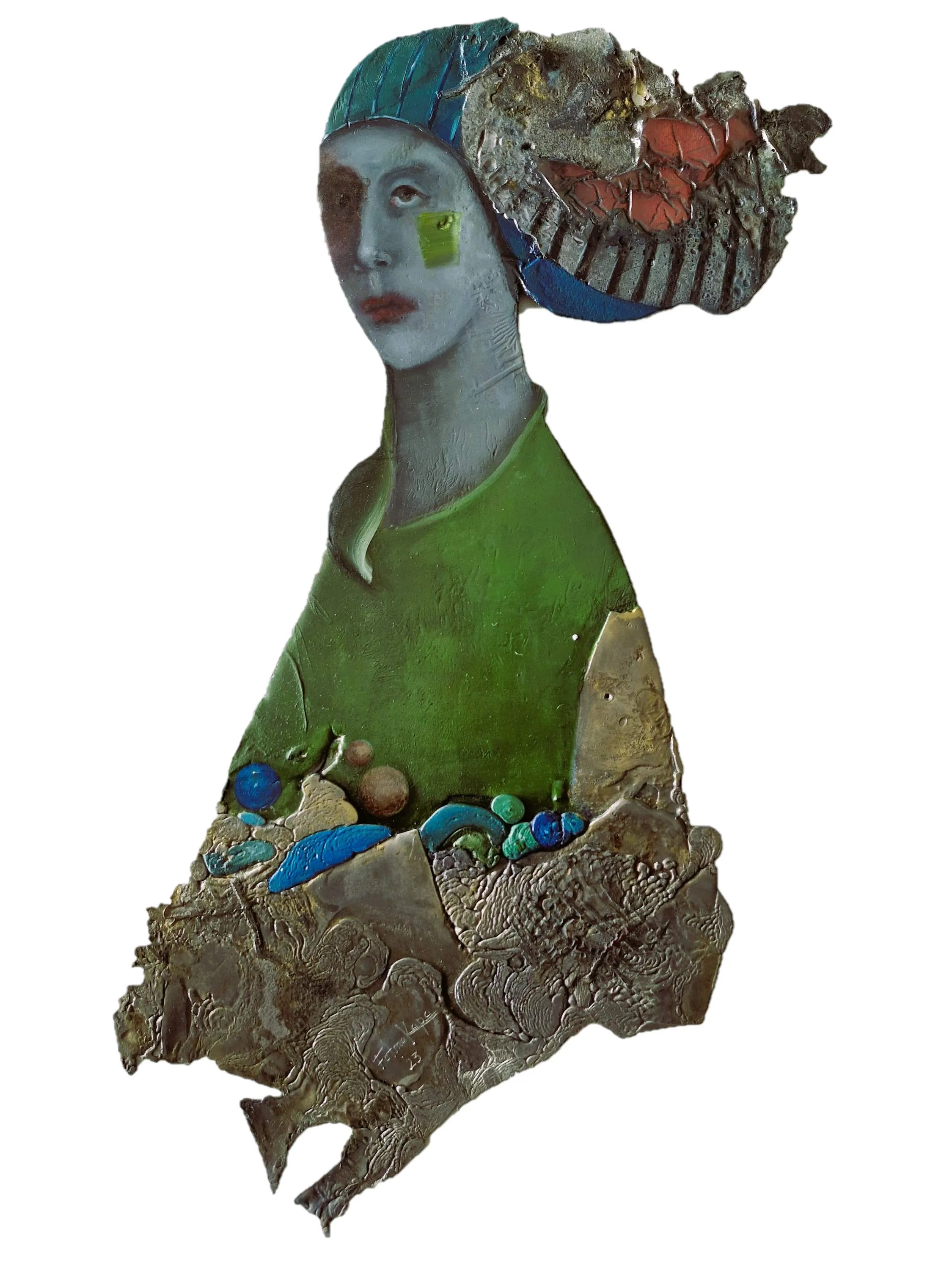 "Tavanannalar / Hittite Queens" eseri FATMA KARA tarafından 2023 yılında 20x20 cm ölçülerinde Kurşun Döküm Üzeri Yağlı Boya tekniği ile yapılmıştır.