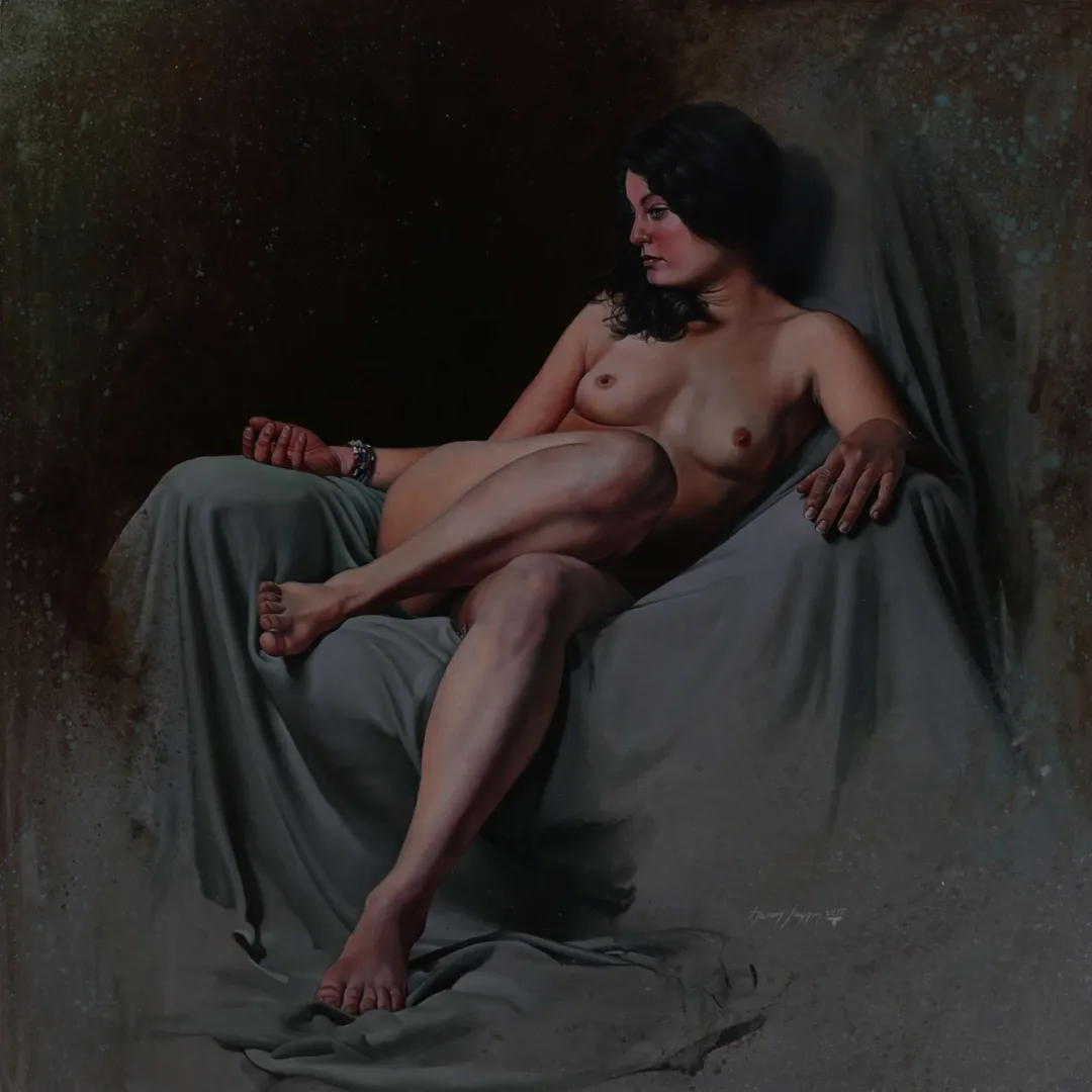 HASAN SAYGIN — “Dinlenen Model”, 2015 "Dinlenen Model" eseri HASAN SAYGIN tarafından 2015 yılında 80x80 cm ölçülerinde Tuval üzeri yağlı boya tekniği ile yapılmıştır.