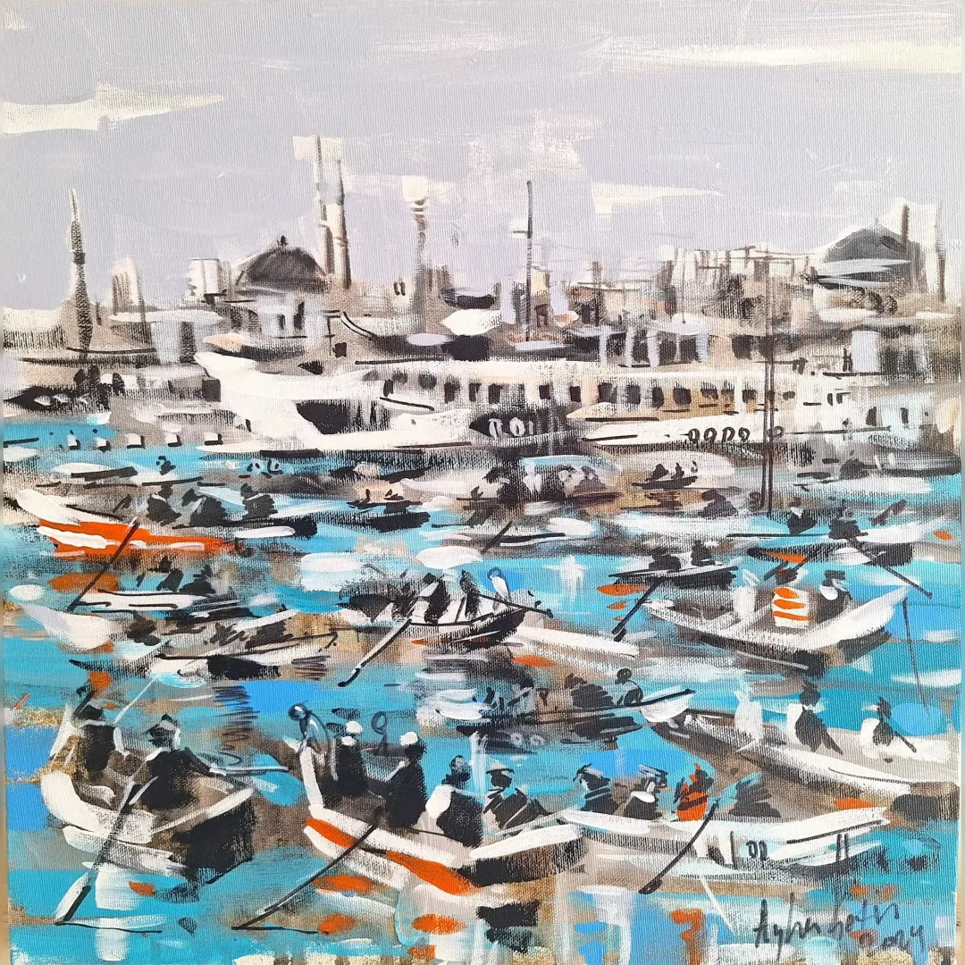 yakınlaştır "Kadıköy" eseri AYHAN ÇETİN tarafından 2024 yılında 40x40 cm ölçülerinde Tuval üzeri akrilik boya tekniği ile yapılmıştır.