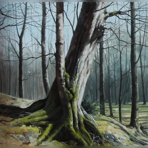 HASAN SAYGIN — “Untitled”, 2024 "İsimsiz" eseri HASAN SAYGIN tarafından 2024 yılında 40x40 cm ölçülerinde Tuval üzeri yağlı boya tekniği ile yapılmıştır.
