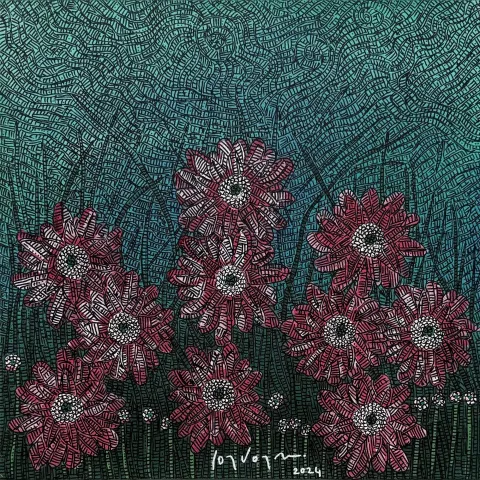 "Papatya" eseri MURAT ÖZDOĞRU tarafından 2024 yılında 40x40 cm ölçülerinde Tuval üzeri akrilik boya tekniği ile yapılmıştır.