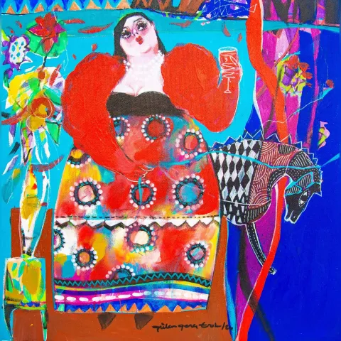 "İsimsiz" eseri GÜLER GENÇ EROL tarafından 2024 yılında 40x40 cm ölçülerinde Tuval üzeri akrilik boya tekniği ile yapılmıştır.