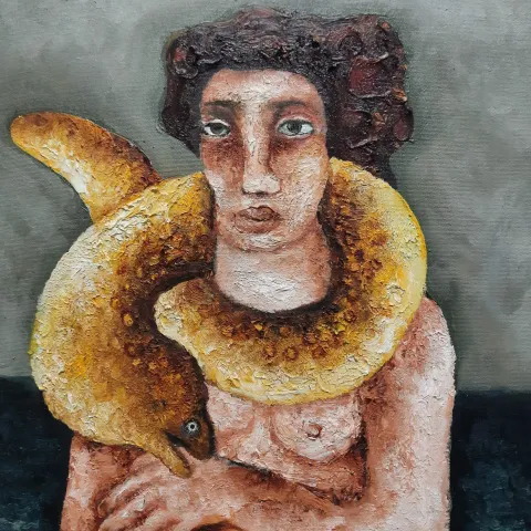 "İsimsiz" eseri MURAT TOLGA tarafından 2024 yılında 40x40 cm ölçülerinde Tuval üzeri yağlı boya tekniği ile yapılmıştır.