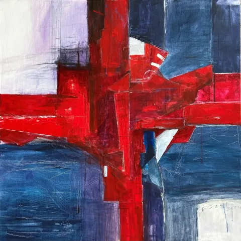 "İsimsiz" eseri HAZAL AKSOY tarafından 90x90 cm ölçülerinde Tuval üzeri akrilik boya tekniği ile yapılmıştır.
