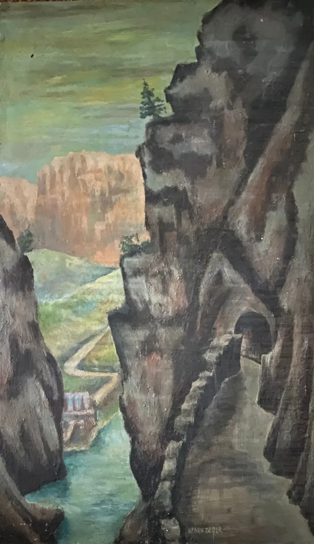 KENAN DEĞER — “İsimsiz”, 1990 "İsimsiz" eseri KENAN DEĞER tarafından 1990 yılında 100x60 cm ölçülerinde Duralit üzeri yağlı boya tekniği ile yapılmıştır.