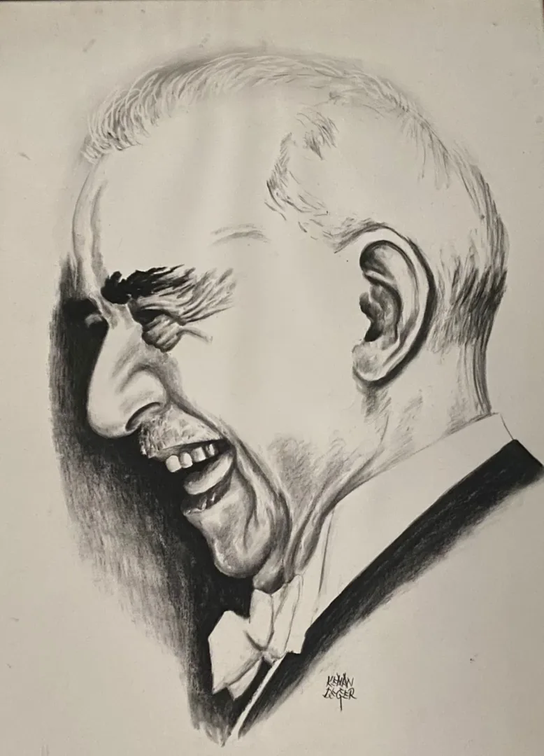 yakınlaştır "İnönü" eseri KENAN DEĞER tarafından 1990 yılında 68x48 cm ölçülerinde Kağıt üzeri kurşun kalem tekniği ile yapılmıştır.