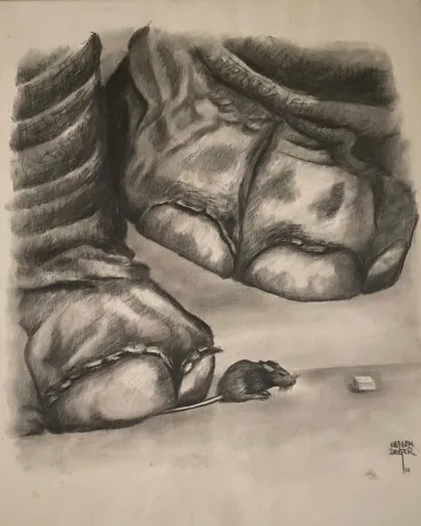 KENAN DEĞER — “İsimsiz”, 1990 "İsimsiz" eseri KENAN DEĞER tarafından 1990 yılında 56x45 cm ölçülerinde Kağıt üzeri kurşun kalem tekniği ile yapılmıştır.