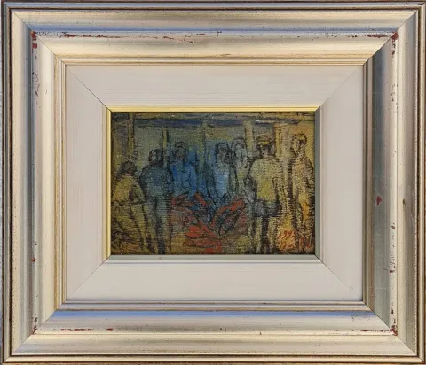 "Balık Mezatı" eseri NAİLE AKINCI tarafından 1995 yılında 13x18 cm ölçülerinde Tuval üzeri yağlı boya tekniği ile yapılmıştır.