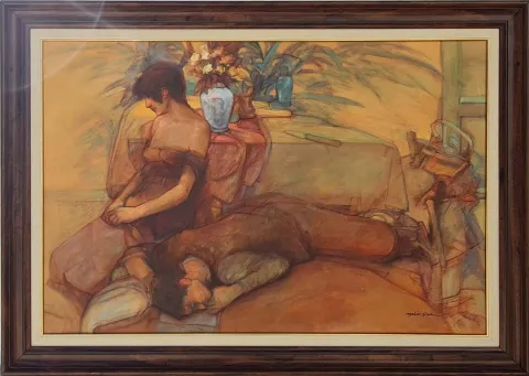 MAHİR GÜVEN — “Kadın ve Objeler”, 2003 "Kadın ve Objeler" eseri MAHİR GÜVEN tarafından 2003 yılında 60x90 cm ölçülerinde Tuval üzeri yağlı boya tekniği ile yapılmıştır.