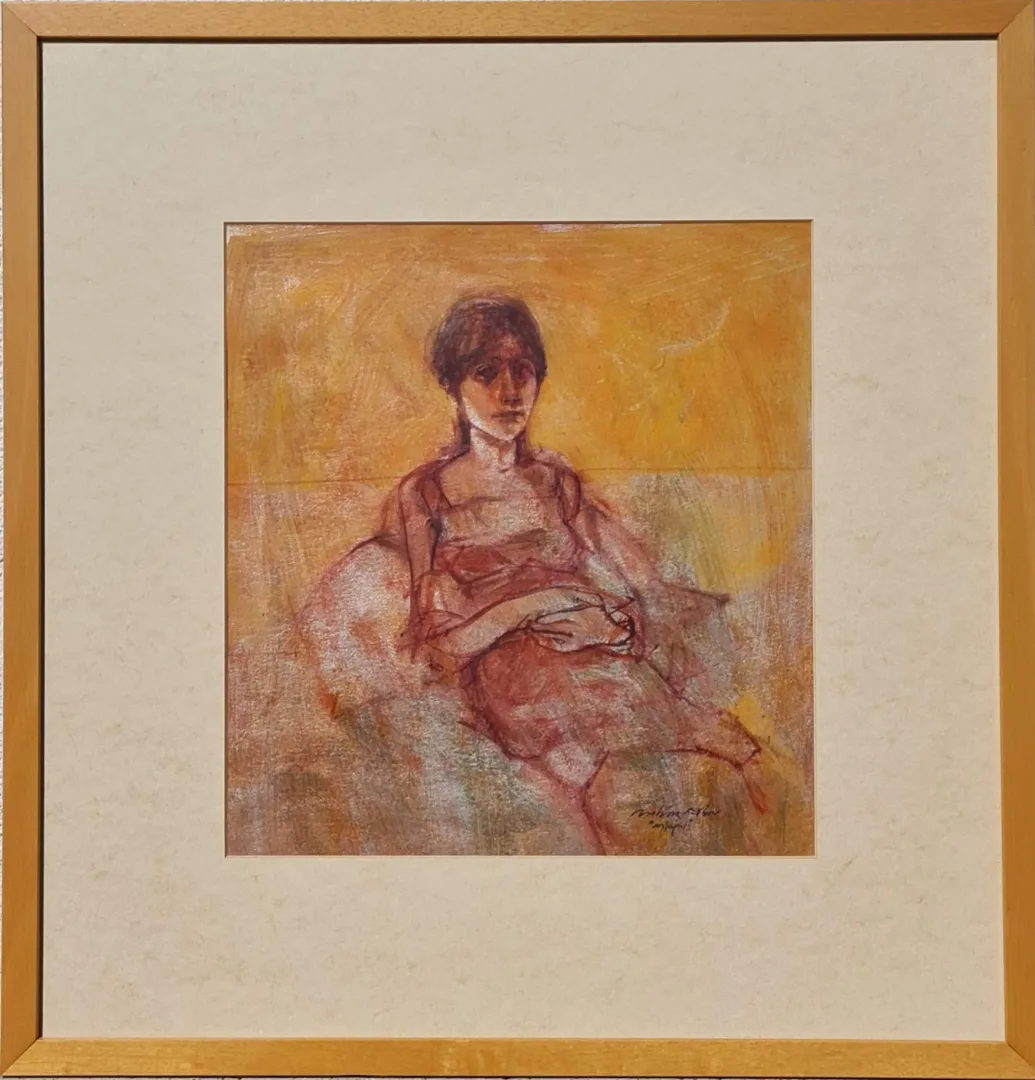 yakınlaştır "Oturan Kadın Ayşegül" eseri MAHİR GÜVEN tarafından 2004 yılında 31x34 cm ölçülerinde Kağıt üzeri yağlı boya tekniği ile yapılmıştır.