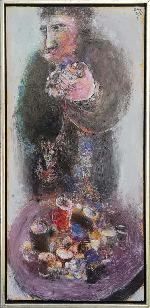 yakınlaştır "İsimsiz" eseri HANEFİ YETER tarafından 2007 yılında 100x50 cm ölçülerinde Ahşap üzeri yağlı boya + epoksi tekniği ile yapılmıştır.