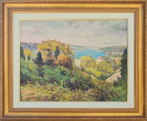 "Küçüksu Sırtlarından" eseri AYHAN TÜRKER tarafından 2003 yılında 50x65 cm ölçülerinde Tuval üzeri yağlı boya tekniği ile yapılmıştır.