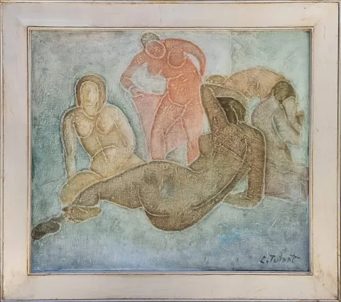 "İsimsiz" eseri CELAL TUTANT tarafından 1983 yılında 53x61 cm ölçülerinde Tuval üzeri yağlı boya tekniği ile yapılmıştır.